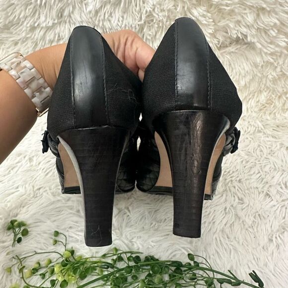 Brighton Roman Ankle Booties 3” Heel Braid Accent Black‎ Leather sz 9.5 M - Picture 7 of 10